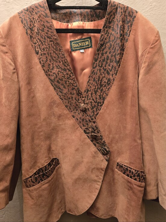 Danier Jackets & Blazers - Vintage Danier Suede Leather Blazer Jacket LG Snake Print Western 90s